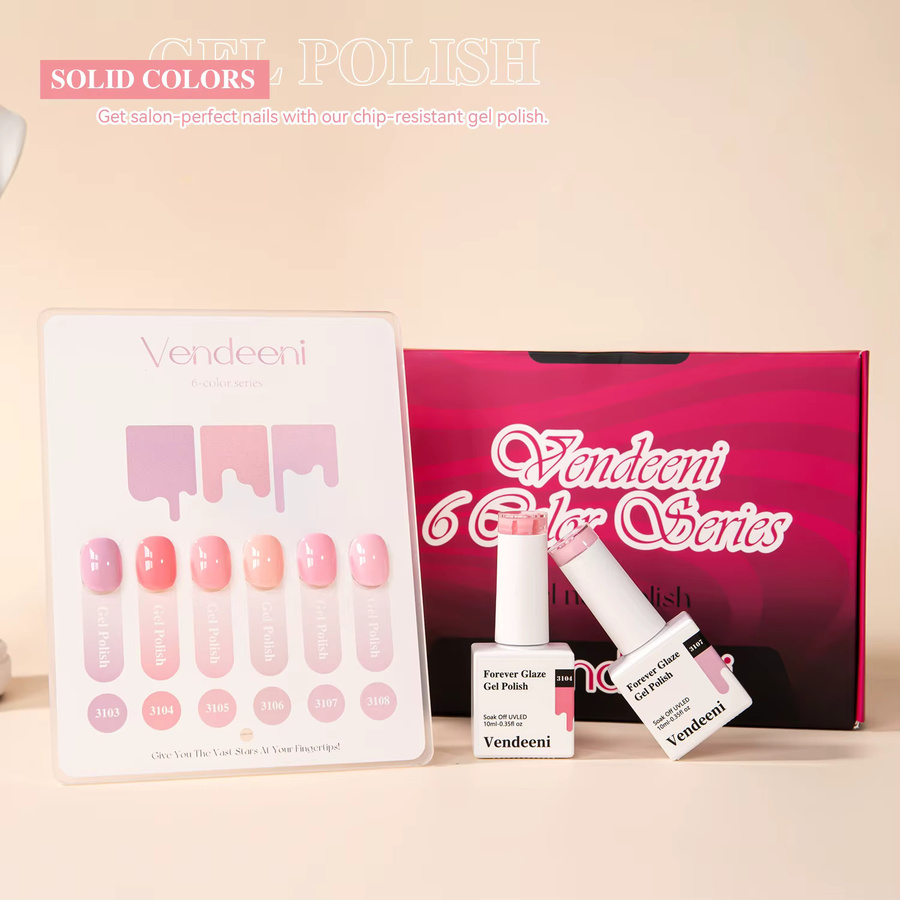 Vendeeni UV-Gel Nagellack-Set, 6 Farben, glänzend - Bild 4