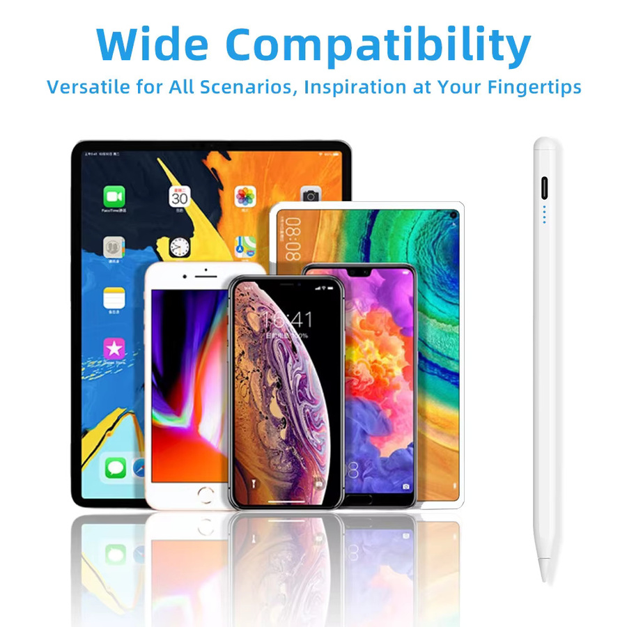 READYYEAH Multifunktionaler universeller Touch-Stylus-Stift mit hoher Empfindlichkeit und magnetischer Adsorption, wiederaufladbarer Eingabestift für Tablets und Telefone, Farbe: Weiß - Bild 2