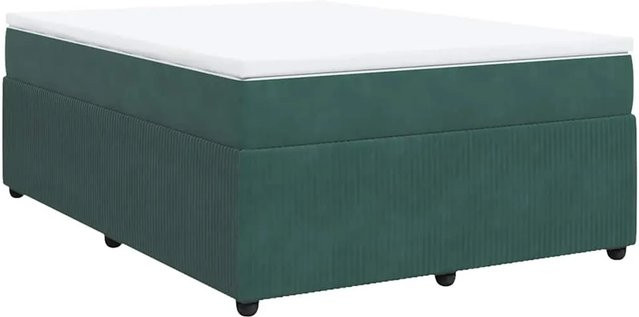 vidaXL Boxspringbett mit Matratze Dunkelgrün aus Samt, Hybridbett mit Taschenfederkern, B/T/H: 140 x 200 x 46 cm - Bild 1