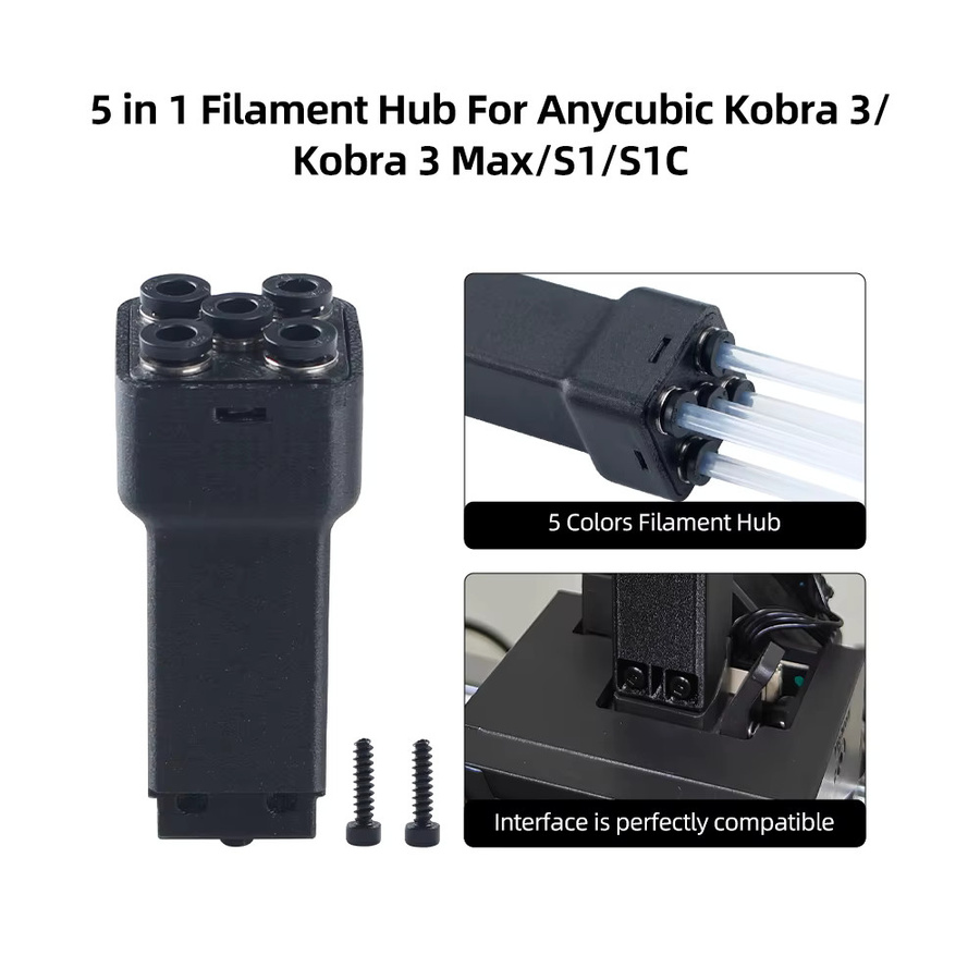 Anycubic 5-in-1 Filament-Hub für Kobra 3, Kobra 3 Max, S1 und S1C in Schwarz - Bild 2
