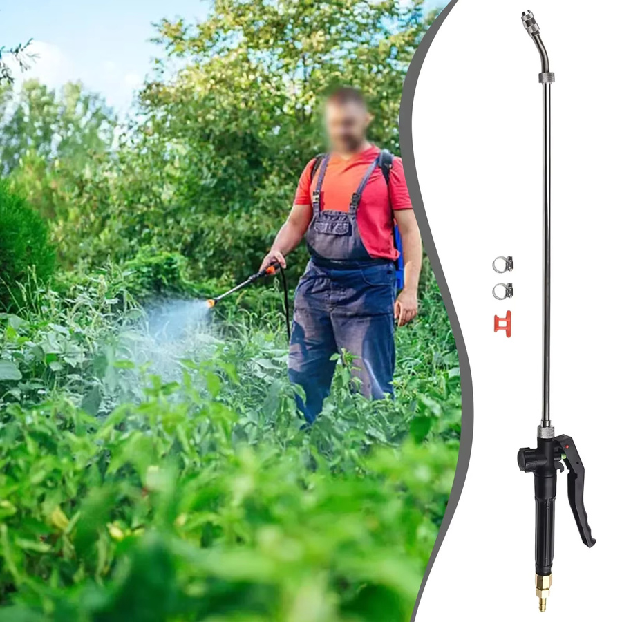 Verstellbare Sprühstange für Rucksack-Sprühgeräte mit Schlauch und Schnellkupplung aus Messing, 29 Zoll, Silber - Bild 4