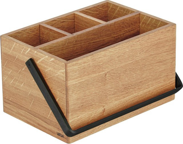 VEGA Tisch-Besteckbehälter Esino mit Griff, Farbe: Eiche/Schwarz, B/T/H: 14,4 x 21,2 x 12 cm - Bild 1