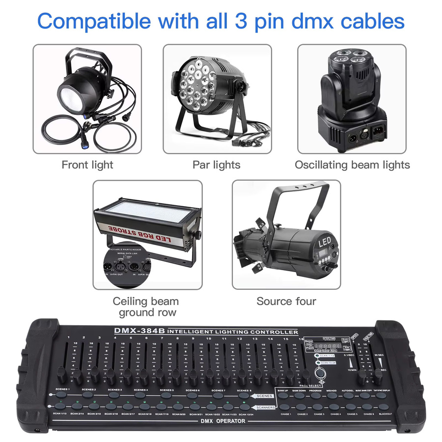 Nitehop DMX 512 Controller, 384-Kanal DMX und MIDI Konsole für Bühnenbeleuchtung in Schwarz - Bild 3