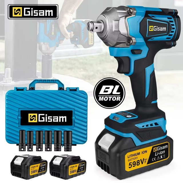 Makita bürstenloser elektrischer Schlagschrauber 1/2 Zoll mit 1200 nm Drehmoment, kabelloser Akku-Schraubenschlüssel für Makita LXT 18 V Akkus, Blau - Bild 1