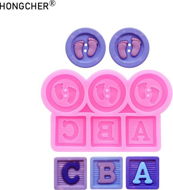 HONGCHER Silikon Backform Quadratische Buchstaben und runde Formen in Pink für Schokolade, Fondant und DIY-Resin-Schmuck - Bild 1