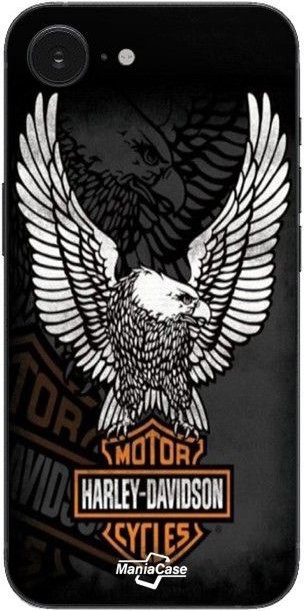MANIACASE Handyhülle für iPhone 16E mit Harley-Davidson Mini-Poster-Logo Adler in Schwarz - Bild 1