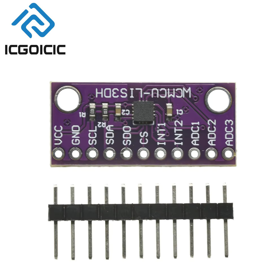 ICGOICIC LIS3DSH 3-Achsen-Beschleunigungsmessermodul in Rot mit 16-Bit-Hochauflösung, ±16 g Reichweite und I2C/SPI-Schnittstelle zur Vibrations- und Neigungserkennung - Bild 3