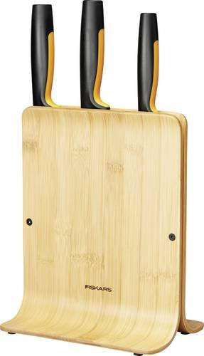 Fiskars Messerblock Set mit Chefmesser, Santoku und Pariermesser aus Edelstahl in Beige - Bild 1