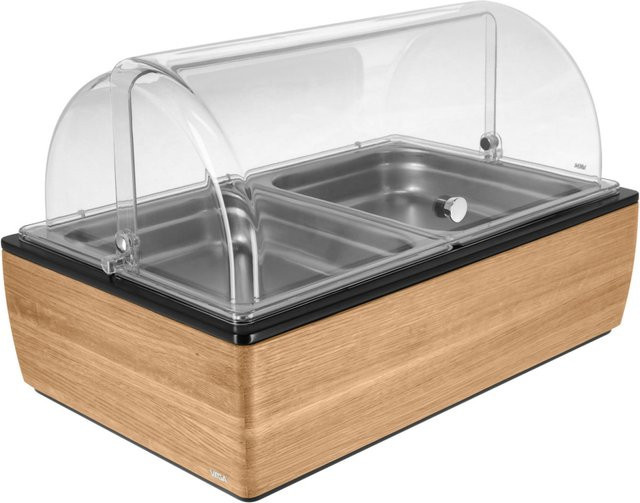 VEGA Buffetvitrine Montana hoch in Eiche, Transparent und Edelstahl, B: 57 cm, T: 36,5 cm, H: 34,9 cm - Bild 1