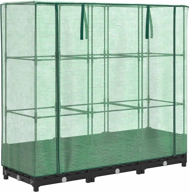 Furnicato Hochbeet mit Gewächshausabdeckung in Schwarz, B/T/H: 120 x 40 x 23 cm - Bild 1