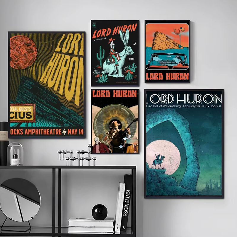 L-Lord H-Huron Band-Poster-Aufkleber in Schwarz und Mehrfarbig, modernes HD-Gemälde als selbstklebende Wanddekoration für dein Zuhause, Rechteckig, B: 20 cm, H: 15 cm, T: 15 cm - Bild 2