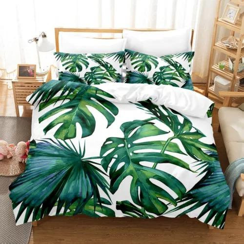 Palmenblätter Bettbezug Set für Kinder und Erwachsene, weich und atmungsaktiv, EU Single, B/H: 135 x 200 cm - Bild 2