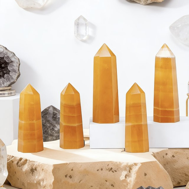 Gelber Kristall-Kalzit-Turm von CrystalHola als dekorative Kristallsäule für dein Zuhause - Bild 1