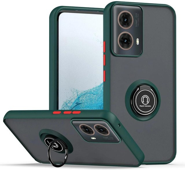 Armor Matte Schutzhülle mit Ringhalter für Motorola Moto G-Serie und Moto E13 in Transparent/Grün - Bild 1