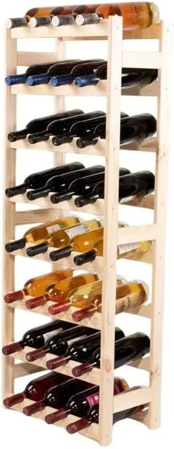 PROREGAL Pinotwine Weinregal aus massivem Kiefernholz Natur unbehandelt, H x B x T: 166 x 43,4 x 25 cm, Platz für 44 Flaschen - Bild 1