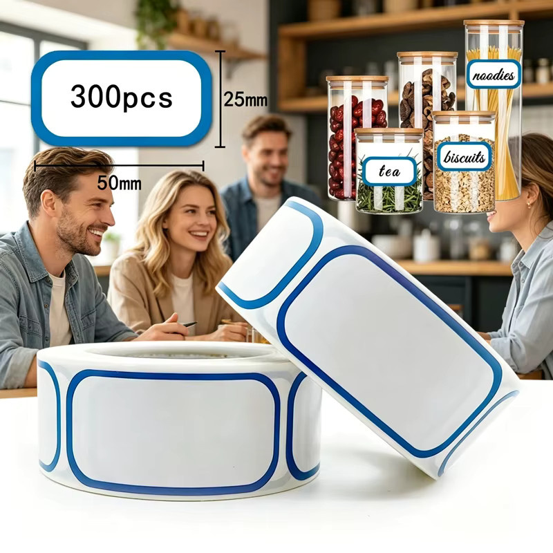 300 Stück selbstklebende Gefrierfach-Etiketten in Weiß, 1x2 Zoll Aufkleber zur Lebensmittelaufbewahrung und Datumsangabe für Gläser und Flaschen - Bild 3