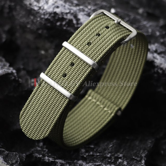 langley Uhrenarmband Nylon, Herren, gerippt, gebürstete Schnalle - Bild 1