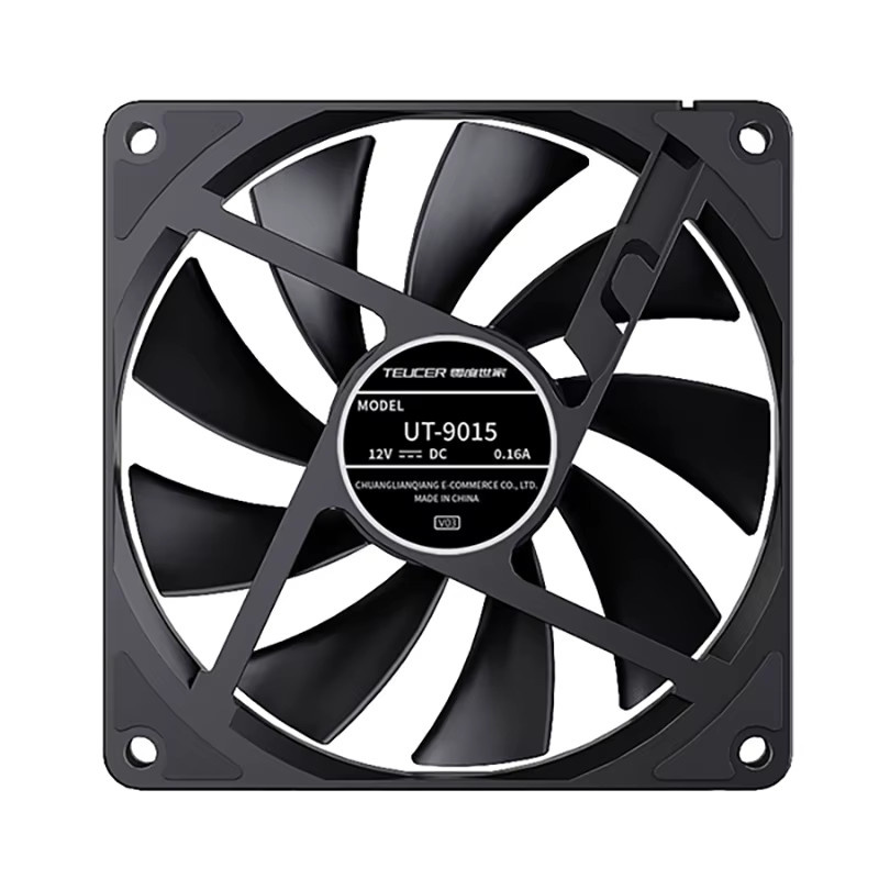 TEUCER UT-9015 PC-Gehäuselüfter PWM 4PIN mit Hydrauliklager für Computer-CPU-Kühlung, Schwarz - Bild 5
