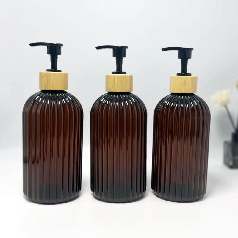 KuZHEN Seifenspender aus Glas mit Pumpe, nachfüllbare Flasche für Shampoo, Lotion oder Körperpflege, Schwarz, 500 ml - Bild 2