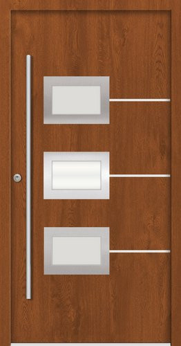 Splendoor Sicherheitshaustür ATHEN Prime RC2 aus Aluminium in Golden Oak Braun mit Glaseinsatz, Höhe: 210,0 cm, Breite: 110,0 cm, Tiefe: 7,0 cm - Bild 1