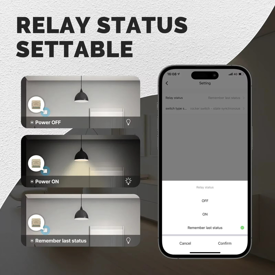 MOES Tuya Mini Smart Switch DIY Modul in Weiß mit WiFi und Zigbee zur Steuerung von Lichtschaltern via App, kompatibel mit Amazon Alexa und Google Assistant - Bild 4