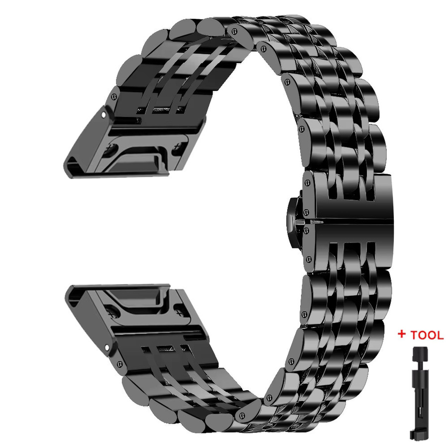 Uhrenarmband Edelstahl, 22 26 mm, Schwarz, Unisex - Bild 2