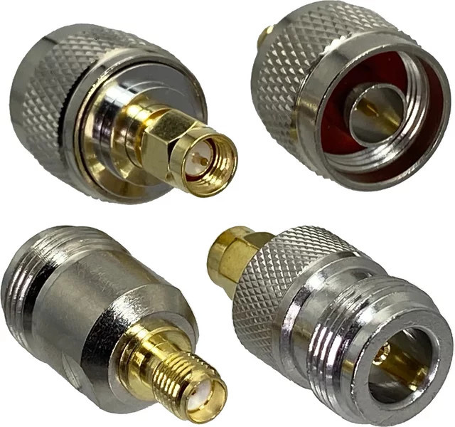 SMA Koaxial-Adapter Set mit Stecker und Buchse in Silber für Radio-Antennen und Draht-Terminals - Bild 1