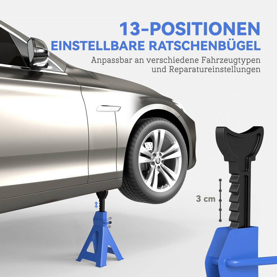 HOMCOM Unterstellbock aus Stahl in Schwarz oder Blau, B/H/L: 24 x 60 x 27 cm - Bild 3