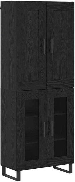 vidaXL Highboard in Eiche Schwarz mit Schranktüren und Regalböden, B/T/H: 69,5 x 34 x 180 cm - Bild 1