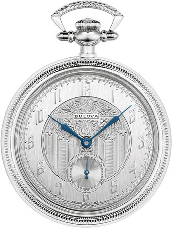Bulova Taschenuhr Automatik, Edelstahl, Silber, 45 mm, Herren