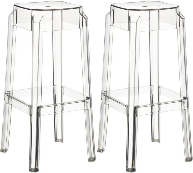 CLP 2er Set Barhocker Fox Transparent aus Kunststoff stapelbar B/T/H: 36 x 36 x 75 cm - Bild 1