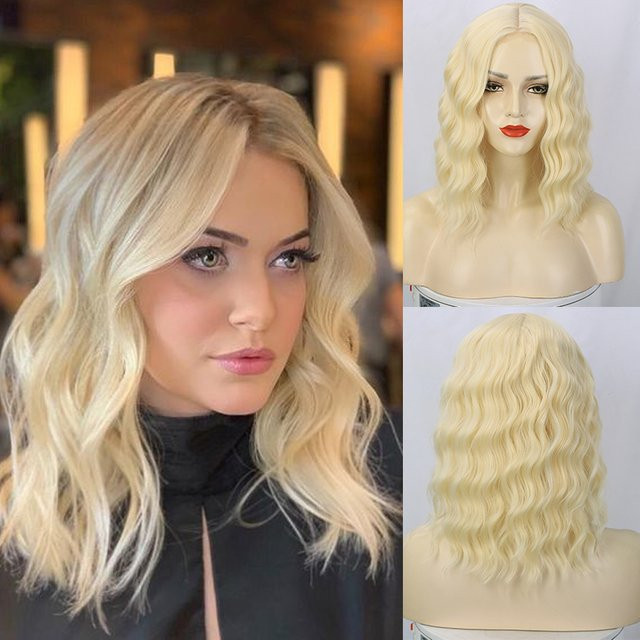 ISIGROSI Bob-Perücke, blonde Wellen, 35,6 cm, Damen - Bild 1