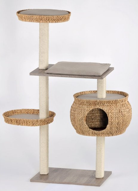 Silvio Design Kletterbaum Cosy Sanremo aus Wasserhyazinthe in Beige mit Höhle und Hängematte, H x B x T: 135 x 110 x 135 cm - Bild 1