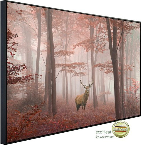 papermoon EcoHeat Infrarotheizung Hirsch in Wald mit Matt-Effekt in Bunt, App-Steuerung und Überhitzungsschutz - Bild 1