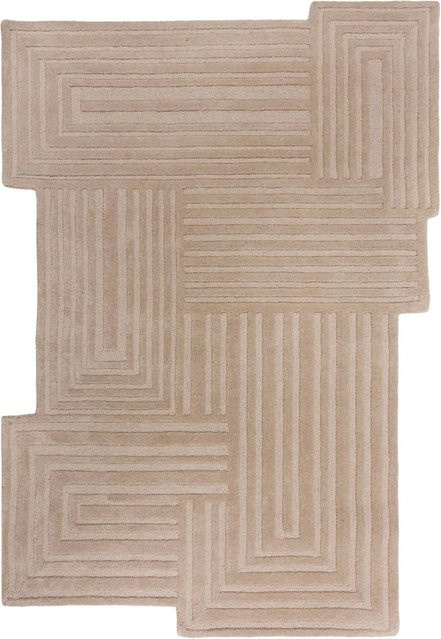 Flair Rugs Wollteppich Zen in Beige, handgetuftet, geometrisches Design, B x T: 160 x 230 cm - Bild 1