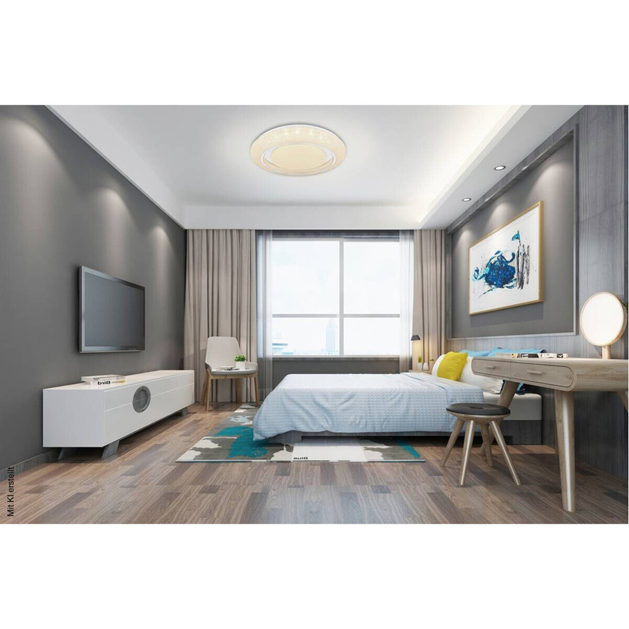 Pocoline Smarte LED Deckenleuchte Andrik in Chrom und Weiß mit Fernbedienung, H: 7 cm, B: 48 cm - Bild 2