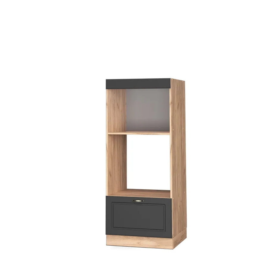 Vicco Mikrowellenschrank Fame-Line in Anthrazit und Goldkraft Eiche mit offenen Regalfächern, Breite: 60 cm, Höhe: 153,6 cm, Tiefe: 58 cm - Bild 2