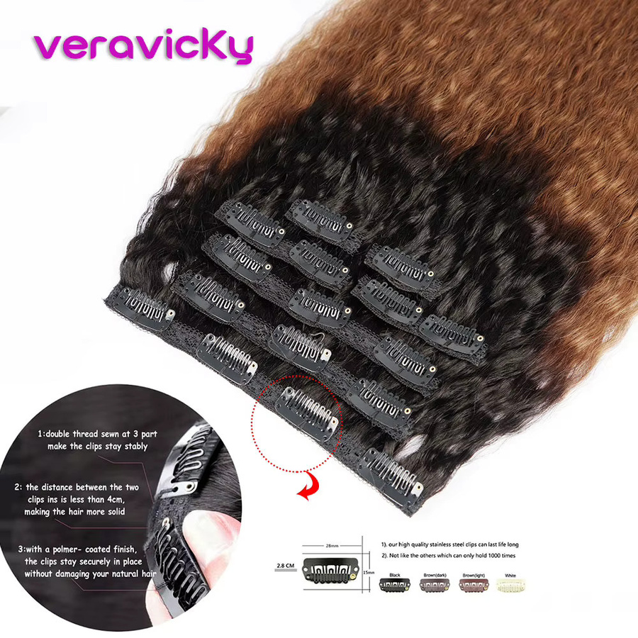 Veravicky Hair Haarverlängerungen Clip-Ins, Echthaar, Ombre, 160 g - Bild 2
