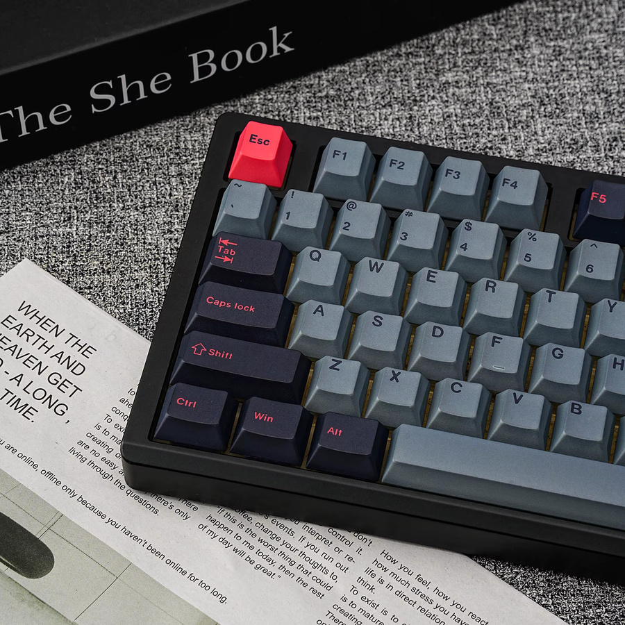 Jaycomia Tastenkappen GMK Clone 8008 Dye-Sub für mechanische Tastaturen in Grau mit KR ISO DE FR ES AR Layout - Bild 3