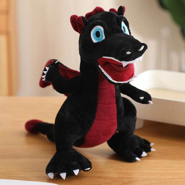 Schwarzer Drache Dinosaurier Puppe Plüschtier, schwarz, 24cm - Bild 1