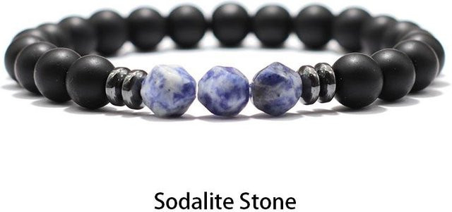 SunFlowers Story Armband, Schwarz, Onyx, Tigerauge, Sodalith, Perlen, Herren - Bild 1