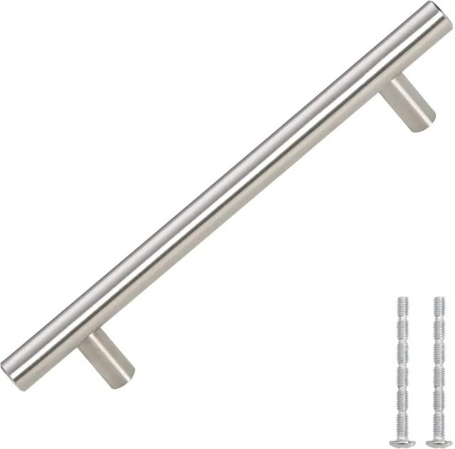 vidaXL Möbelgriffe aus Edelstahl in Silber, 10 Stück, gebürstet, Länge: 128 mm - Bild 1
