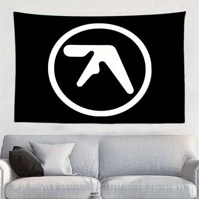 Aphex Twin Minimalistischer Wandteppich aus Polyester in Schwarz-Weiß, B: 40 cm, H: 60 cm - Bild 1