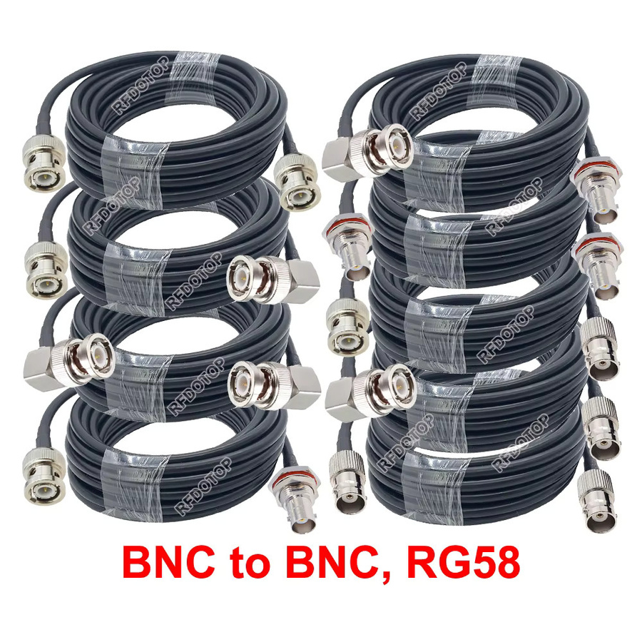 RFDOTOP Q9 BNC auf BNC Koaxialkabel Verlängerung Pigtail Crimp 50 Ohm RG58 Schwarz - Bild 2