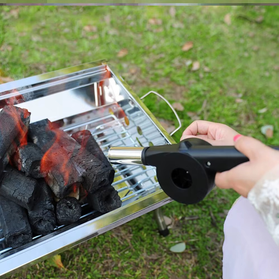 Tragbarer Handkurbel-Luftgebläse Feuerbalg in Schwarz für Camping und Grillen - Bild 2