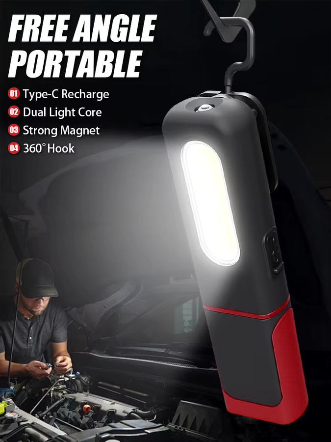 NEWBIRTH Tragbare COB LED Arbeitslampe mit Magnet und USB-Wiederaufladung, Schwarz - Bild 5
