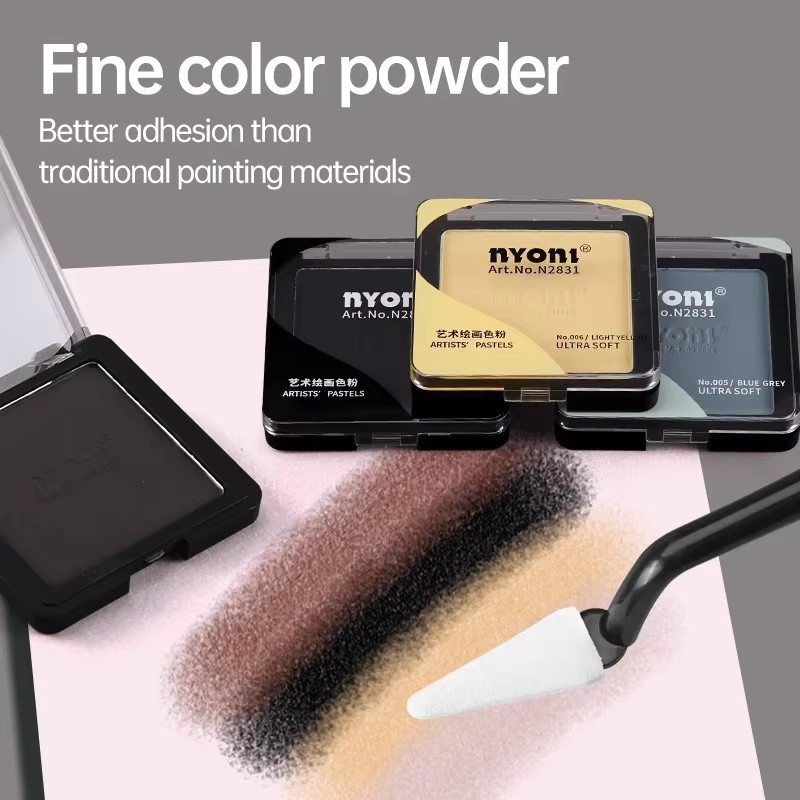 Nyoni Künstler Pastellset mit 6 Farben für Trocken- und Nassskizzen aus Graphit und Holzkohle in Blau und Grau - Bild 5