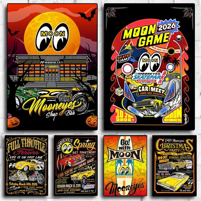 MOONEYES Vintage-Auto Poster dekorative Wandkunst in Schwarz ohne Rahmen B: 15,0 cm, H: 20,0 cm, T: 15,0 cm - Bild 1