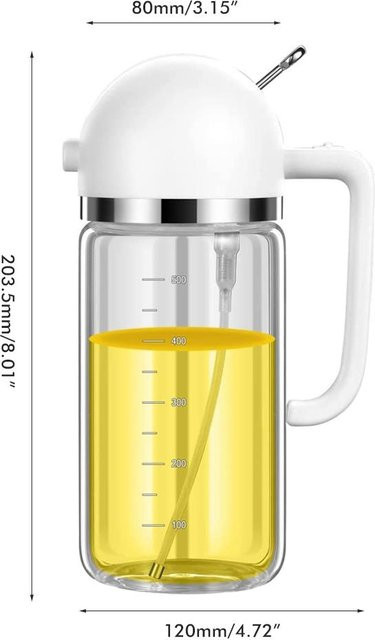 DIYelecs 2 in 1 Glas Ölzerstäuber und Olivenölspender in Weiß für Küche und Grillen - Bild 1
