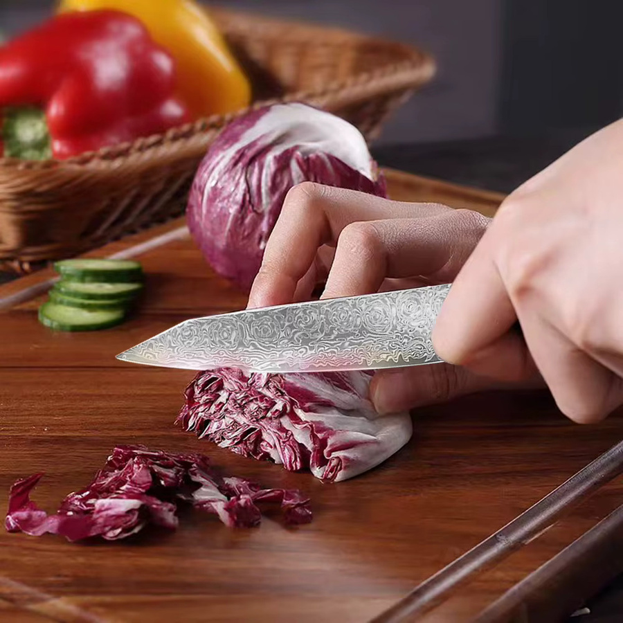 JUMCSONG Damastmesser Schälmesser mit blauem Harzgriff, 5 Zoll - Bild 2